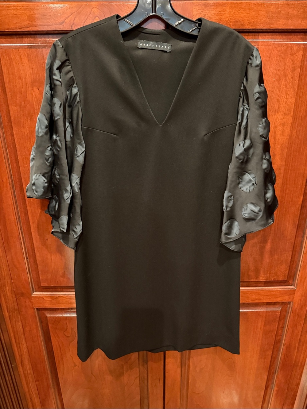 Abbey Dawn Black Dress with Sheer Polka-Dot Sleeves